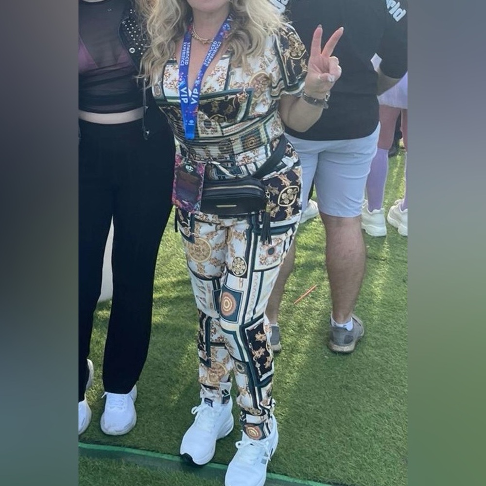 Guess Black and Gold Patterned Jumpsuit